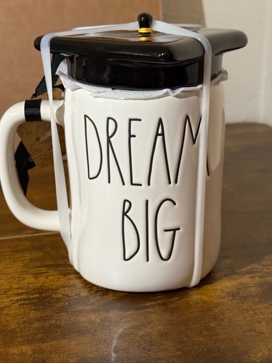 Rae Dunn Other - Rae Dunn Peanuts White Ceramic 'Dream Big' Mug with Black Cap & Tassel